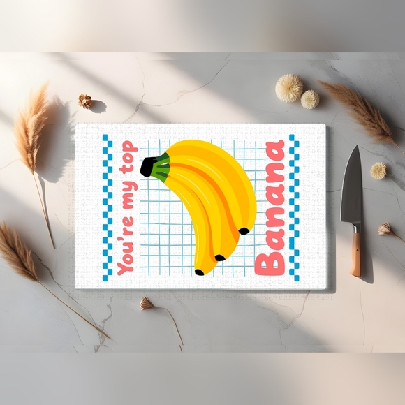 Banana Themed Cutting Board - 8 X 11 Glass - Picture 1 of 1